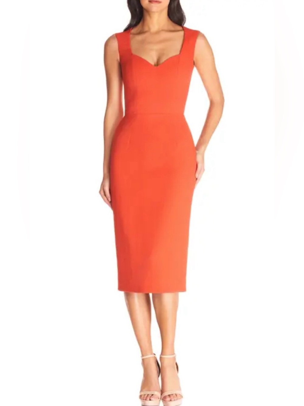 Dress the Population Orange Midi Sheath Dress